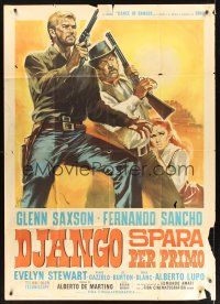8p042 DJANGO SHOOTS FIRST Italian 1p '66 Django Spara Per Primo, cool Symeoni western art!