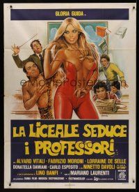 8p065 HOW TO SEDUCE YOUR TEACHER Italian 1p '79 artwork of students ogling their sexy teacher!
