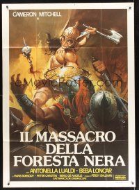 8p099 MASSACRE IN THE BLACK FOREST Italian 1p 67 Ferdinando Baldi, cool barbarian art!
