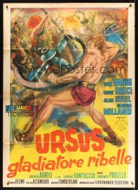 8p121 REBEL GLADIATORS Italian 1p '63 Ursus, il gladiatore ribelle, sword & sandal art by Tarquini!