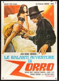 8p122 RED HOT ZORRO Italian 1p '74 art of the masked hero pointing his sword at sexy babe!