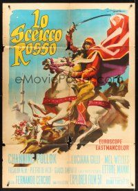 8p123 RED SHEIK Italian 1p '62 cool art of Channing Pollock on horse by Enrico De Seta!