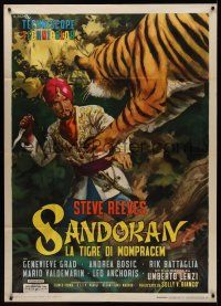 8p133 SANDOKAN THE GREAT Italian 1p '65 Umberto Lenzi, great art of tiger leaping at Steve Reeves!
