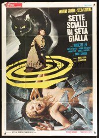 8p137 SEVEN SHAWLS OF YELLOW SILK Italian 1p '72 black cat & naked girl under shattered glass!