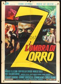 8p138 SHADOW OF ZORRO Italian 1p '62 different art of masked hero Frank Latimore by De Seta!