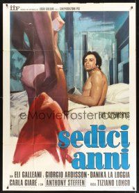 8p143 SIXTEEN Italian 1p '74 art of guy in bed staring at near-naked girl by Serafini!