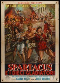 8p146 SPARTACUS & THE TEN GLADIATORS Italian 1p '64 great sword & sandal art by Antonio Mos!
