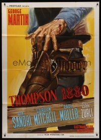 8p159 THOMPSON 1880 Italian 1p '66 cool spaghetti western art by Antonio Mos!