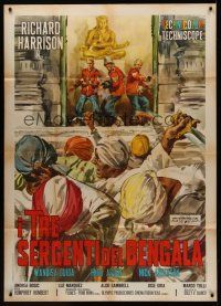 8p160 THREE SERGEANTS OF BENGAL Italian 1p '65 Umberto Lenzi, cool art by Averardo Ciriello!
