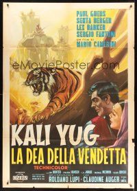 8p175 VENGEANCE OF KALI Italian 1p '63 art of snarling tiger, elephants & top stars by Martinati!