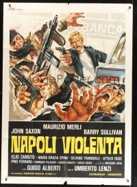8p176 VIOLENT NAPLES Italian 1p '76 Umberto Lenzi's Napoli violenta, cool crime artwork!