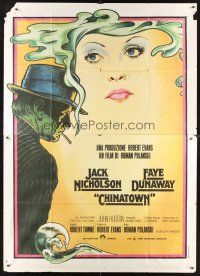 8p195 CHINATOWN Italian 2p '74 art of Jack Nicholson & Faye Dunaway, Roman Polanski