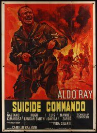 8p255 SUICIDE COMMANDO Italy/Eng 2p '68 art of Aldo Ray on battlefield by Giorgio Olivetti!