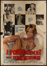8p254 SUBURBAN WIVES Italian 2p '73 completely different Casaro art of sexy naked woman in bath!