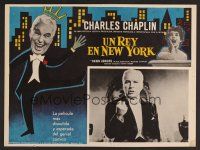 8r138 KING IN NEW YORK Mexican LC '57 wacky artwork of dancing Charlie Chaplin!