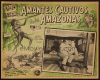 8r142 LOVE-SLAVES OF THE AMAZONS Mexican LC '57 art of sexy barely-dressed female native!