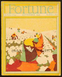 8r100 FORTUNE magazine cover September 1931 issue, artwork of cotton fields, Pontiac ad!