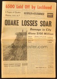 8r101 HERALD EXAMINER FEBRUARY 10, 1971 newspaper '71 Sharon Tate murders & L.A. quake!
