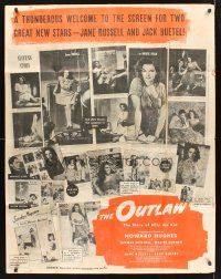 8r001 OUTLAW promo poster '41 Jane Russell, a Howard Hughes find, is 1941's best star prospect!