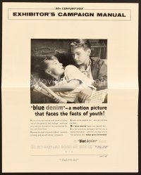 8r209 BLUE DENIM pressbook '59 close up of Carol Lynley & Brandon DeWilde, teen pregnancy!