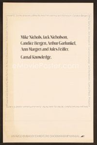 8r228 CARNAL KNOWLEDGE pressbook '71 Jack Nicholson, Candice Bergen, Art Garfunkel, Ann-Margret!