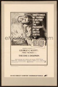 8r254 DAY OF THE DOLPHIN pressbook '73 art of George C. Scott & Trish Van Devere, Mike Nichols!
