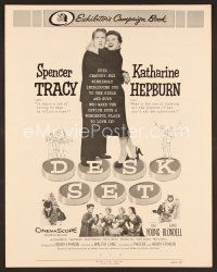 8r260 DESK SET pressbook '57 Spencer Tracy & Katharine Hepburn make the office a wonderful place!