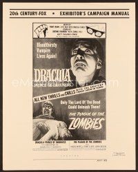 8r270 DRACULA PRINCE OF DARKNESS/PLAGUE OF THE ZOMBIES pressbook '66 bloodsuckers & undead!