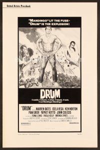 8r271 DRUM pressbook '76 artwork of toughest Ken Norton, blaxploitation!