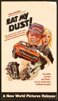8r277 EAT MY DUST pressbook '76 Ron Howard pops the clutch and tells the world, car chase art!