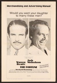8r298 FORTUNE pressbook '75 wacky image of Jack Nicholson & Warren Beatty!