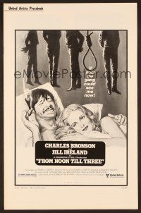 8r304 FROM NOON TILL THREE pressbook '76 great images of wanted Charles Bronson!