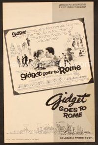 8r313 GIDGET GOES TO ROME pressbook '63 James Darren & Cindy Carol by Italy's Colisseum!
