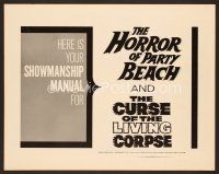 8r345 HORROR OF PARTY BEACH/CURSE OF THE LIVING CORPSE pressbook '64 horror double-bill!