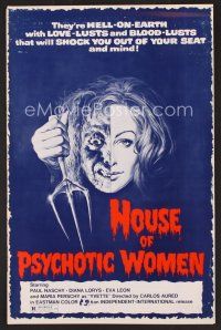 8r352 HOUSE OF PSYCHOTIC WOMEN pressbook '75 they're Hell-on-Earth with love-lusts & blood-lusts!