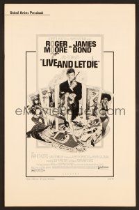 8r389 LIVE & LET DIE pressbook '73 art of Roger Moore as James Bond by Robert McGinnis!