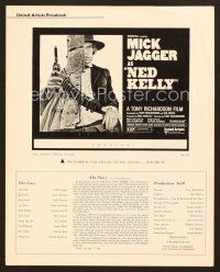 8r442 NED KELLY pressbook '70 Mick Jagger as legendary Australian bandit, Tony Richardson