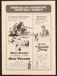 8r458 OLD YELLER/INCREDIBLE JOURNEY pressbook '60s Walt Disney animal adventure double-bill!