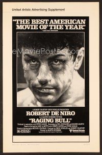 8r486 RAGING BULL pressbook supplement '80 Martin Scorsese, close up image of Robert De Niro!