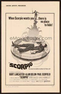 8r514 SCORPIO pressbook '73 Burt Lancaster, Alain Delon, the most incredible manhunt of all time!