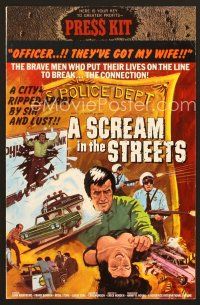 8r515 SCREAM IN THE STREETS pressbook '66 Frank Bannon, cool crime action art!