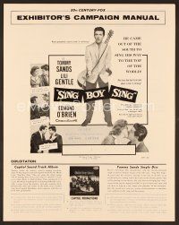 8r535 SING BOY SING pressbook '58 romantic close up of Tommy Sands & Lili Gentle, rock & roll!