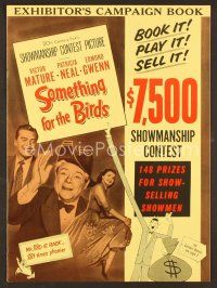 8r544 SOMETHING FOR THE BIRDS pressbook '52 Victor Mature, Patricia Neal, Edmund Gwenn!