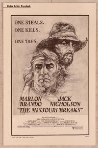 8r426 MISSOURI BREAKS pressbook '76 art of Marlon Brando & Jack Nicholson by Bob Peak!