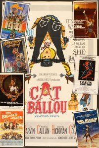 8s007 LOT OF 28 FOLDED ONE-SHEETS lot '60 - '90 Cat Ballou, Galaxina, 1941, Stunt Man + more!