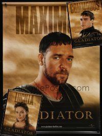 8s040 LOT OF 3 GLADIATOR VINYL BANNERS lot '00 Russell Crowe, Joaquin Phoenix, Connie Nielsen