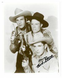 8s054 BOB STEELE signed 8x10 REPRO still '80s great cowboy portrait with the 3 Mesquiteers!