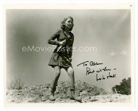 8s078 LOIS HALL signed 8x10 REPRO still '80s wearing sexy buckskin outfit & holding knife!