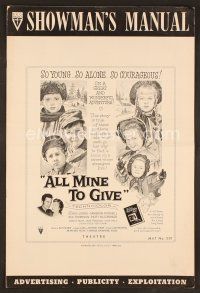 8s245 ALL MINE TO GIVE pressbook '57 Glynis Johns, Cameron Mitchell, artwork of top cast members!