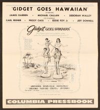 8s264 GIDGET GOES HAWAIIAN pressbook '61 best image of 2 guys surfing with girls on their shoulders!